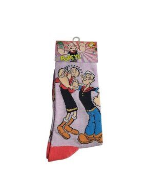Popeye Crew Socks Cartoon Novelty Design One Size Men 8-12 Women 9-14 Polyester